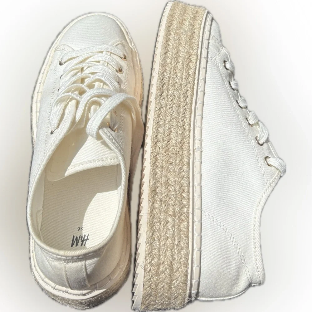 H&M off White Canvas Sneakers Classic Style size 5‎ or EUR 36